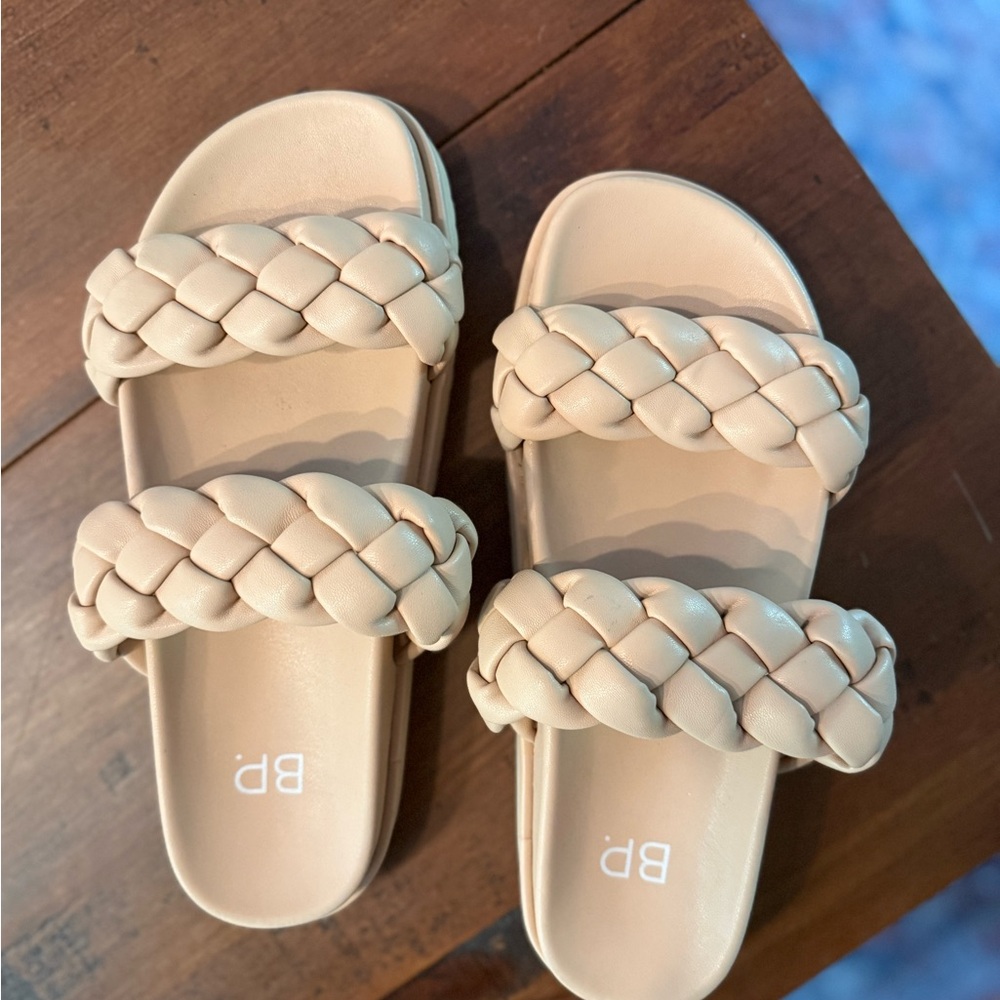 BP Braided Cream Slide Sandals